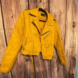 Mustard yellow leather jacket